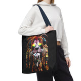 Rasta Lion Eco Tote Bag Vibrant Reggae Inspired Artistic Lion with Headphones Jamaican Island Style Bold Art Print Durable Cotton Canvas Bag for Music Lovers Travel or Daily Use by KLASSORO
