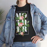 Mother Floral Design Unisex Heavy Cotton Tee Comfortable T Shirt Botanical Typography Graphic Streetwear Gift For Mom Mother’s Day Birthday Casual Everyday Wear