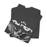 Fly High Angel Design Unisex Heavy Cotton Tee Streetwear Graphic T Shirt Spiritual Guardian Winged Warrior Style