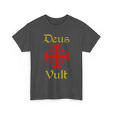 Unisex Deus Vult T Shirt Medieval Crusader Cross Graphic Tee Warrior Knight Inspired Vintage Christian Symbol Heavy Cotton Streetwear
