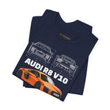 Orange Mid Engine Supercar Blueprint Artwork Unisex Heavy Cotton Tee High Performance Inspired Streetwear Graphic Shirt For Car Enthusiasts And Automotive Art Fans