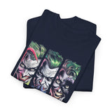Three Chaos Faces Graphic T Shirt Dark Clown Villain Comic Style Streetwear Unisex Oversized Aesthetic Statement Tee