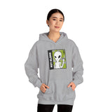 Not Alone Alien Unisex Hoodie UFO Graphic Pullover Sweatshirt Cartoon Extraterrestrial Sci Fi Space Themed Conspiracy Inspired Paranormal Streetwear