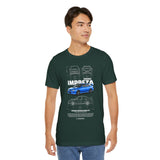 Blue Rally Inspired Performance Sedan Artwork Unisex Heavy Cotton Tee High Speed Streetwear Graphic Shirt For Car Enthusiasts And Automotive Art Lovers