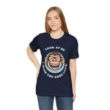 Smiling Monkey Cartoon Good Luck Design Unisex Heavy Cotton Tee Funny Cute Graphic Shirt Positive Vibes Humor Artwork Casual Wear Gift For Friends