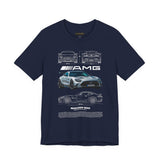 Mercedez Benz AGM Aggressive Silver Widebody Supercar Blueprint Unisex Heavy Cotton Tee Performance Street Machine Graphic Shirt For Car Lovers And Gearheads