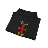 Unisex Deus Vult Hoodie Medieval Crusader Cross Heavy Blend Hooded Sweatshirt Warrior Knight Inspired Vintage Christian Symbol Streetwear