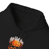 Wildfire Skull Flames Unisex Heavy Blend Hooded Sweatshirt Gothic Inferno Graphic Bold Streetwear Motivational Statement Hoodie