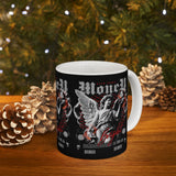 Money Bright Ceramic Mug Angel Statue Graphic Gothic Streetwear Red Neon Aesthetic Coffee Tea Cup Artistic Ambition Design