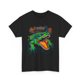 Beast Of The Stadium Unisex Heavy Cotton Tee Electric Crocodile Power Design Bold Neon Green Reptile Artwork For Streetwear And Fearless Fashion Lovers