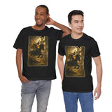 Medieval Knight On Horseback Fantasy Art Unisex Heavy Cotton Tee Epic Warrior Adventure Graphic Shirt Heroic Battle Scene Streetwear Bold Artistic Design