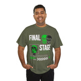Final Stage Unisex Heavy Cotton Tee Graphic Black T Shirt Skull Neon Green Streetwear Futuristic Cyberpunk Bold Artistic Fashion Outfit