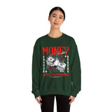 Money Motivation Hustler Mindset Graphic Print Unisex Heavy Blend Crewneck Sweatshirt Streetwear Ambition Pullover