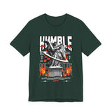 Unisex Jersey Short Sleeve Tee Humble Angel Statue Graphic Streetwear Fire Print T Shirt Bold Motivational Urban Fashion Outfit
