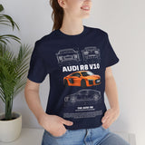 Orange Mid Engine Supercar Blueprint Artwork Unisex Heavy Cotton Tee High Performance Inspired Streetwear Graphic Shirt For Car Enthusiasts And Automotive Art Fans
