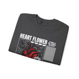 Heart Flower Graphic Unisex Heavy Blend Crewneck Sweatshirt Comfortable Streetwear Pullover Bold Red and Black Floral Heart Design Symbol of Love Strength and Vitality Perfect Gift for Friends Birthdays Cozy Days and Everyday Wear