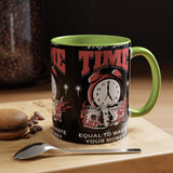 Waste Your Time Accent Coffee Mug 11oz 15oz Ceramic Cup Motivational Hustle Money Clock Graphic Drinkware Bold Entrepreneur Mindset Streetwear Gift