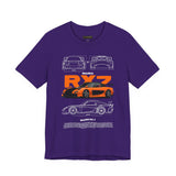 Orange Retro JDM Inspired Sports Coupe Blueprint Unisex Heavy Cotton Tee Street Racing Art Shirt for Car Lovers Daily Wear