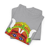Poochandi Drishti Bommai Tamil T Shirt Traditional Evil Eye Protection Graphic Tee South Indian Folk Art Dhrishti Mask Cultural Festival Streetwear Unisex Cotton Spiritual Apparel