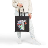 Eyes On Me Boys Medusa Cotton Canvas Tote Bag Mythological Streetwear Bold Empowerment Design for Everyday Use Perfect Gift for Friends Book Lovers Shoppers Casual Carry Bag