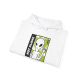 Not Alone Alien Unisex Hoodie UFO Graphic Pullover Sweatshirt Cartoon Extraterrestrial Sci Fi Space Themed Conspiracy Inspired Paranormal Streetwear