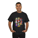 Chaos Clown Crew Unisex Heavy Cotton Tee Vibrant Horror Art Streetwear Design For Bold Confidence, Fearless Energy, And Dark Humor Lovers