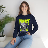Praise Angel Statue Graphic Unisex Heavy Blend Crewneck Sweatshirt Gothic Spiritual Streetwear Pullover