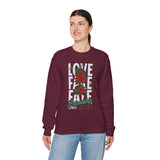 Love Fake Friendship Rose Crewneck Comfortable Unisex Sweatshirt Bold Graphic Streetwear Pullover Empowering Artistic Floral Design For Self Expression Perfect Gift For Friends Birthdays Cozy Days...