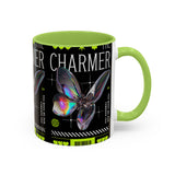 The Charmer Butterfly Accent Coffee Mug 11oz 15oz Black Two Tone Ceramic Cup Aesthetic Iridescent Butterfly Design Gift for Coffee Lovers