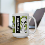 Unisex Not Alone Alien Ceramic Coffee Mug UFO Cartoon Graphic Cup Extraterrestrial Sci Fi Space Themed Conspiracy Inspired Paranormal Gift Drinkware