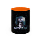 Space Galaxy Accent Coffee Mug 11oz 15oz Astronaut Spacecraft Earth Black Two Tone Ceramic Cup Gift for Space Lovers