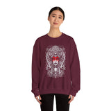 Mystic Warrior Goddess Unisex Sweatshirt Bold Monochrome Tribal Design Sacred Feminine Energy Gothic Art Streetwear Perfect for Festivals Winter Comfort and Everyday Style