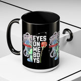 Eyes On Me Boys Medusa Accent Coffee Mug 11oz 15oz Mythological Streetwear Bold Empowerment Design Perfect Gift for Coffee Lovers Friends Birthdays Daily Motivation