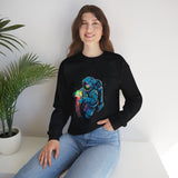 Galactic Dream Astronaut Neon Art Unisex Heavy Blend Crewneck Sweatshirt Vibrant Cosmic Streetwear Pullover Futuristic Space Design Soft Fleece Warm Comfortable Everyday Wear Perfect Gift for Sci Fi...
