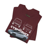Cyber Truck Tesla Futuristic Electric Pickup Blueprint Art Unisex Heavy Cotton Tee Bold Streetwear Graphic Shirt For Car Lovers And Tech Enthusiasts