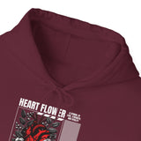 Heart Flower Graphic Hoodie Comfortable Unisex Heavy Blend Sweatshirt Bold Red and Black Floral Heart Design Streetwear Symbol of Love Strength and Vitality Perfect Gift for Friends Birthdays Cozy Days and Casual Wear
