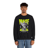 Praise Angel Statue Graphic Unisex Heavy Blend Crewneck Sweatshirt Gothic Spiritual Streetwear Pullover