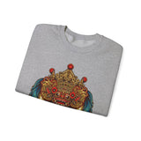 Unisex Mythical Tribal Mask Crewneck Sweatshirt Heavy Blend Pullover Cultural Warrior Spirit Inspired Festival Graphic Art Streetwear Top