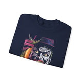 Jocker Sinister Grin Unisex Sweatshirt Heavy Blend Gothic Streetwear Dark Psychological Art Design Bold Horror Fashion Statement Cozy Wear For Fearless Creative Souls