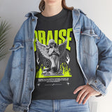 Praise Angel Statue Graphic Unisex Heavy Cotton Tee Spiritual Gothic Streetwear T-Shirt