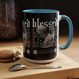 Blessed Angel Statue Graphic Accent Coffee Mug 11oz 15oz Gothic Streetwear Aesthetic Spiritual Artistic Ceramic Drinkware
