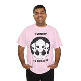 I Want To Believe Alien Unisex T Shirt Vintage UFO Graphic Tee Extraterrestrial Space Themed Sci Fi Paranormal Conspiracy Inspired Streetwear Top