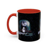 Space Galaxy Accent Coffee Mug 11oz 15oz Astronaut Spacecraft Earth Black Two Tone Ceramic Cup Gift for Space Lovers