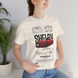Red High Performance Muscle Coupe Blueprint Unisex Heavy Cotton Tee Retro Car Art Streetwear Gift for Gearheads Daily Wear Car Lovers Apparel