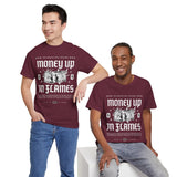 Money Up In Flames Unisex Heavy Cotton Tee Graphic T Shirt Black Streetwear Bold Money Graphic Fire Design Hustler Entrepreneur Alpha Mindset Wealth Fashion