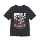 Humble Angel Statue Graphic Unisex Jersey Short Sleeve Tee Streetwear Fire Print T Shirt Bold Motivational Urban Fashion Outfit