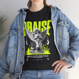 Praise Angel Statue Graphic Unisex Heavy Cotton Tee Spiritual Gothic Streetwear T-Shirt