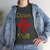 Deus Vult Unisex T Shirt Medieval Crusader Cross Graphic Tee Warrior Knight Inspired Vintage Christian Symbol Heavy Cotton Streetwear