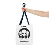 I Want To Believe Alien Tote Bag Sci Fi UFO Extraterrestrial Design Canvas Bag Space Mystery Reusable Eco Friendly Durable Shopping Travel Tote