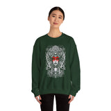 Mystic Warrior Goddess Unisex Sweatshirt Bold Monochrome Tribal Design Sacred Feminine Energy Gothic Art Streetwear Perfect for Festivals Winter Comfort and Everyday Style